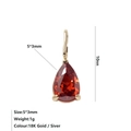 Ciondolo in zirconia rossa a pera con base in acciaio inossidabile dorato 5x3mm - Gennaio Rosso - Oro