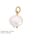 Einzelner 10-12mm weiße Perlenanhänger mit 14K Goldöse in minimalistischem Design - Einzelner Flacher Runder Perlenanhänger (YP15544) / Gold