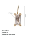 Pendente rettangolare placcato oro 18K con zirconia cubica bianca da 6x3 mm - Aprile Bianco - Oro