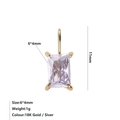 6x4mm emerald cut lavender cubic zirconia pendant with 18k gold plated stainless steel - Gold / February Violet