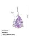 Elegante ciondolo in zircone viola 7x5mm a forma di pera con montatura a griffe in argento - Febbraio Violetto - Argento