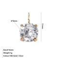 Gold-plated 6x6mm round cubic zirconia stud earrings with 4-prong setting details - April White - Gold