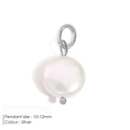 Eleganter Silberanhänger mit Barock-Münzperle und verschachtelten Ringen im Minimalismus - Einzelner Flacher Runder Perlenanhänger (YP15544) / Stahlfarben
