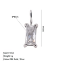 Pendente rettangolare in cristallo 6x3mm finitura oro 18K con montatura a 4 griffe - Aprile Bianco - Argento