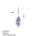 Pendente in zircone viola a rombo 6*2mm in finitura argento con lunghezza 11mm - Febbraio Violetto - Argento