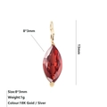 Marquise cut 8x3mm red zircon pendant with 18K gold plated teardrop setting - January Red - Gold