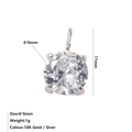 Silver round 6x6mm cubic zirconia pendant with 4-claw setting for DIY jewelry - April White - Silver