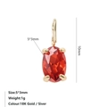 French luxury 5x3mm orange zircon pendant with 18K gold-plated stainless steel setting - Gold / January Red (Garnet Color)