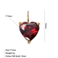 7x7mm heart-shaped faceted ruby red pendant set in a premium 18K gold-plated base - January Red Heart Pendant (Gold Base)