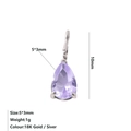 Ciondolo in zirconia viola a goccia con castone in argento a 3 griffe per DIY - Febbraio Violetto - Argento
