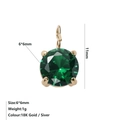 6x6mm round green birthstone pendant in 18k gold plated four-prong setting for DIY jewelry - May Green - Gold