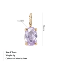5x3mm oval lavender zircon pendant in 18K gold plated stainless steel setting - Gold / February Violet