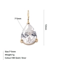 Elegante ciondolo a goccia in zirconia 7x5mm con finitura oro 18K per gioielli DIY - Aprile Bianco - Oro