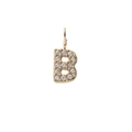 Micro-pave 14K gold-plated letter B pendant with sparkling crystal stones for DIY jewelry - Letter B / Gold