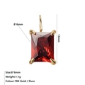 Ciondolo con pietra rosso rubino 8x6mm e montatura a quattro griffe placcata oro 18 carati - Gennaio Rosso - Oro