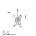 Silver rectangle 6x4mm clear cubic zirconia pendant in a four-prong stainless steel setting - Steel / April White (Diamond/Crystal Color)