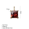Ciondolo in zircone rosso quadrato 7x7mm con castone a 4 griffe placcato oro 18 carati - Gennaio Rosso - Oro