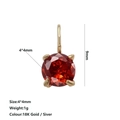 4mm round red cubic zirconia pendant in 18k gold finish for jewelry making - January Birthstone Pendant (Red) / Gold