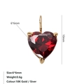 Pendentif élégant en zircon rouge 6mm en forme de cœur avec serti plaqué or 18 carats - Janvier Rouge - Or