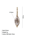 Pendente marquise in zircone placcato oro 18K con dimensioni 6x2mm e lunghezza 11mm - Aprile Bianco - Oro