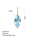 Pendentif pierre de naissance marquise bleu clair 8x3mm avec cadre doré poli 18K - Mars Bleu Clair - Or