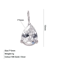 Pendente a goccia in zirconia cubica 7x5mm con finitura argento e taglio a pera - Aprile Bianco - Argento