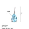 Ciondolo a goccia in zircone blu chiaro argentato 5x3mm gioiello dallo stile minimal - Marzo Blu Chiaro - Argento