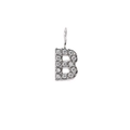 Sparkling crystal-encrusted letter B pendant in polished stainless steel for necklaces - Letter B / Steel