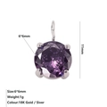 Purple cubic zirconia geometric charm in 18k gold plating for DIY jewelry - June Purple - Silver