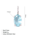 Ciondolo in zirconia cubica ovale blu chiaro 5x3mm con finitura in acciaio argento - Colore acciaio / Marzo Blu Chiaro (Colore Acquamarina)