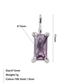 Ciondolo rettangolare in ametista viola finitura oro 18K per gioielli fai da te - Giugno Viola - Argento