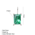 Emerald green 6x4mm zircon square pendant in polished silver stainless steel finish - Steel / May Green (Emerald Color)