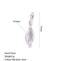 Pendente in zircone marquise con montatura in argento 11mm e pietra a rombo da 6x2mm - Aprile Bianco - Argento