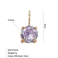 Light purple zircon pendant 4x4mm in gold finish for elegant DIY jewelry making - February Birthstone Pendant (Violet) / Gold
