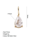 Pendente goccia minimalista 10mm con zircone trasparente e acciaio inossidabile dorato - Aprile Bianco - Oro
