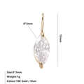 Pendentif pierre de naissance marquise 8x3mm en or 18K avec breloque zircon cubique - Avril Blanc - Or