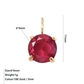 Minimalist red round zircon pendant with 6x6mm gemstone and 18K gold plated clasp - July Rose Red - Gold