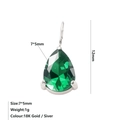Ciondolo in zircone verde a goccia, 7x5mm, finitura argento per gioielli fai-da-te - Maggio Verde - Argento