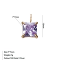 Pendente con zircone viola taglio princess 7x7mm incastonato in oro 18K - Febbraio Violetto - Oro