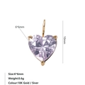 Pendentif cœur en zircon violet 6x6mm plaqué or 18K pour la création de bijoux DIY - Février Violet - Or