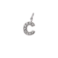 Pendant necklace featuring letter C in silver finish with pavé set cubic zirconia - Letter C / Steel