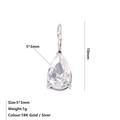 Ciondolo a goccia in zirconia 5x3mm con castone dorato per creazione gioielli fai-da-te - Aprile Bianco - Argento