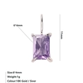 Rectangular purple zircon pendant with silver four-claw setting 6x4mm size - Steel / June Purple (Alexandrite Color)