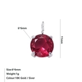 Exquisite 6mm round red zircon pendant with silver four-prong setting for DIY jewelry - July Rose Red - Steel
