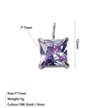 Ciondolo in zircone viola quadrato 7x7mm con castone classico a quattro griffe argentate - Febbraio Violetto - Argento