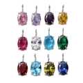 Ensemble de 12 breloques de naissance ovales en métal argenté aux couleurs variées - Lot Multicolore (Ton Argent)