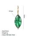 Pendentif marquise en zircon vert émeraude plaqué or 18 carats, dimensions 8x3mm - Mai Vert - Or