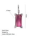 Ciondolo in zircone rosa con placcatura in oro 18 carati e argento per gioielli DIY - Luglio Rosa - Acciaio