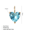 Himmelblauer 6x6mm Herz-Zirkonia-Anhänger in eleganter 18K vergoldeter Krappenfassung - März Hellblau - Gold