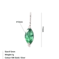 Pendente marquise con zircone verde in argento, lunghezza 11mm con pietra 6x2mm - Maggio Verde - Argento